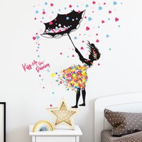 Autocollants muraux créatifs en forme de fleurs et de parapluies pour filles, décoration de chambre d'enfant, papier peint, décoration intérieure, autocollants artistiques pour chambre de bébé