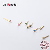 La Monada Stud Earrings 925 Sterling Silver 925 Small Mini Cute Silver Earrings For Women Silver Keep Pierced Girls Color