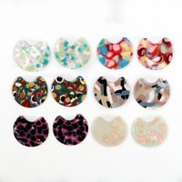 Tortoise Shell Earring Charm,Acetate Acrylic Beads,Special Round Shaped Pendants,Boho,Circle Cutout Earrings Parts,36mm-ACE286