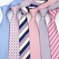 Men's Silk Tie Fashion Skinny 7cm Jacquard Striped Plaid Necktie Male Narrow Pink Ties Suit Shirt Gift Wedding Party Accessory