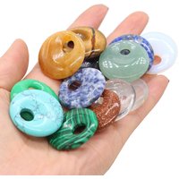 1pcs Natural Stone Agates Crystal Beads Sodalite AmethystsTiger Eye Pendant for DIY Necklace Jewelry Making 30x30mm Hole 8.5mm