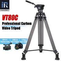 VT80C Professionelle Carbon Fiber Video Stativ Hydraulische Flüssigkeit Video Kopf Stativ Für Dslr Kamera Camcorder Slider 1,86 m 12kg last