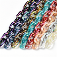 1M/strip Colorful Plated AB Link Chain Lobster Clasp Keychains For Necklace Bracelet Making Colorful Chain Plastic Chain Links