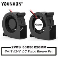 YOUNUON 2PCS 5020 50mm Blower Fans DC 24V 12V 5V 2PIN Dual Ball/Sleeve Bearing Brushless Cooling Fan 50x50x20mm Turbo Blower Fan