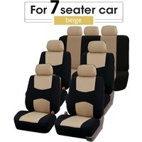 Seasons Car Seat Cover Airbag Compatible Ventilation Cloth Protect Seat Universal Beige Interior Accessories For 1/2/5/7 seats