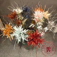 3pcs Long 35inch Gold Red Epiphyllum Living Room Decoration Simulation Flower Arrangement Wedding Banquet Window Decor Supplies