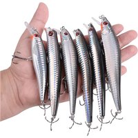 6Pcs Popper Minnow plugs Topwater Bass fishing lure Artificial bait Rattle Wobbler hard lure for Bass Pike Trout Fishing 13~22g
