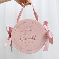 Round Velvet Bowknot Gift Box Ribbon Handheld Flower Box Flowers Candy Packaging Bags for Wedding Party Birthday