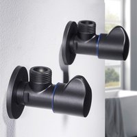 Matte Black Angle Valve (2 Pack), Chrome Finish Brass Stop Valve for Bathroom Toilet, Kitchen Sink and Water Heater Control