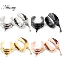 Alisouy 2pcs 6-30mm 316L Stainless Steel Round Saddle DIY Ear Tunnel Plug Expander Studs Stretchers Piercing Ring Body Jewelry