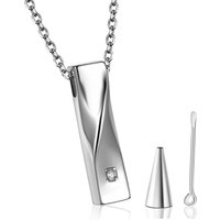 Unisex Twist Bar Urn Necklace Memorial Urn Pendant Ashes Holder Custom Stainless Steel Keepsake Cremation Jewelry Dropshipping