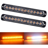 2x 12 LED Ultra-thin Strobe Light Car Motorcycle Truck Side Warning Flashing Lamp Truck Trailers Amber Light Flasher Aluminum