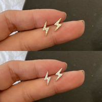 CAOSHI Delicate Lightning Shape Ear Studs for Women Dazzling Tiny Zirconia Earrings Daily Wearable Accessories Exquisite Jewelry