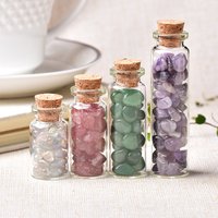 Bouteille de souhait en verre de cristal naturel, 1 pièce, décoration de maison, pierre de guérison, pierres naturelles polies, bouteille porte-bonheur à la dérive, cadeaux d'anniversaire