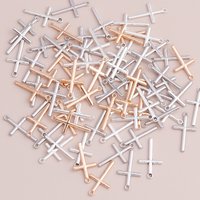 Leslie 40pcs Gold Silver Color 25x14mm Cross Pendants Beads for DIY Making Necklaces & Bracelets Handmade Jewelry