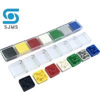 50 Set A14 10x10x5.6mm Long feet Key Caps + Transparent Cover Button Cap Hat Adaptable For 12*12*7.3mm Square Head Touch Switch