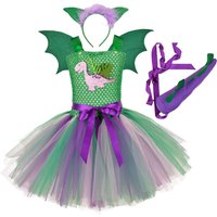 Dinosaurier Kleid für Mädchen mit Flügel Stirnband Schwanz Kinder Cartoon Baby Mädchen Tutu Kleider für Halloween Geburtstag Party Foto
