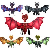 Dekoracja na Halloween dla dorosłych Karnawał Party Kostium zwierzęcy Smok Cosplay Masquerade Maska i skrzydła