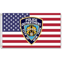 United States flag with New York Police Department NYPD USA shield 3x5ft 150x90cm custom flag