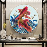 Zozack Handarbeiten DIY Lotus Fisch Pfingstrose Blume chinesische Kreuz stich Sets für volle Stickerei Kreuz stich Kit Home Wand dekoration