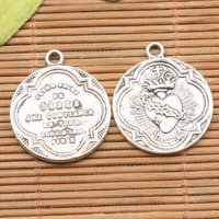 10pcs 21mm Alloy Charm round shaped religious cross design charms H0270