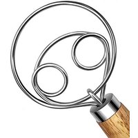 10inch Danish Dough Whisk Stainless Steel Dutch Style Bread Dough Hand Mixer Wooden Handle Kitchen Baking Tools Artisian Blender