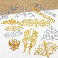 Iron On Appliques Embroidered Patches Lace Fabric Decoration Vintage Dress Costumes Diy Trims Gold Silver HB50