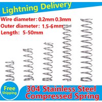 304 SUS Compressed Spring Stainless Steel Pressure Spring Stainless Steel Compression Spring Wire Diameter 0.2mm 0.3mm 10PCS