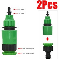 2Pcs Quick Coupling Adapter with 1/4 (ID 4mm) or 3/8'' (8mm) Barbed Connector for Irrigation Garden Watering Gardening Tools