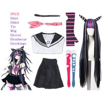 Ibuki Mioda Cosplay costume Danganronpa 2 The End of shirt dress wig female student JK uniform skirt 7 sets of Halloween costume