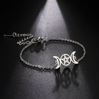 Dreifache Mondgöttin-Armbänder für Männer und Frauen, Edelstahl, Pentagramm, Wicca-Charm-Armbänder, magisches Pentagramm, Hexe, Schmuck, Geschenk