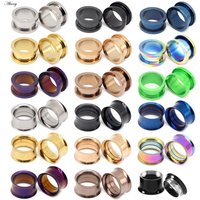 Alisouy 2PC Unisex Steel auricle Tunnels Ear Plugs Flesh Earring Gauges Screw ear stretchers plugs and tunnels Piercing Body Kit