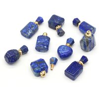 Wholesale Natural Lapis Lazuli Perfume Bottle Necklace Pendants Essential Oil Diffuser Pendant Faceted Charms Jewelry for Making