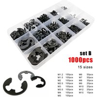 580/1000pcs M1.2 M1.5 M2 M3 M4 M5 M6 M8 M10 M12 M15 Black Carbon Steel Shaft External Retaining Ring E Clip Snap Circlip Washer