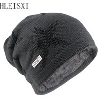 New Fashion Winter Adult Men Beanies Skullies Warm Casual Knit Hat Snow Big Star Women Hats Cap Soft Solid Male Outdoor Gorras