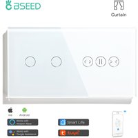Bseed EU Standard Smart Touch Switch 1/2/3 Gang With Wifi Curtain Switch Work With Tuya Google Smart Home Crystal Glass Panel