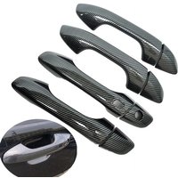 Carbon Fiber Chrome Car Door Handle Cover Decor Trim Sticker For Kia Rio 2018 2019 2020 2021 Styling Accessories