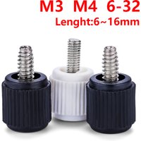 10pcs Plastic Hand Screw White Black Plastic Head Cross Groove Bolt Computer Case Screw M3 M4 6-32 Thumb Screw Case Cooling Fan