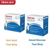 SINOCARE 50/100pcs Strips (Only for Safe AQ UG Meter) Blood Glucose Strips or Uric Acid testing Strip Lancets no meter