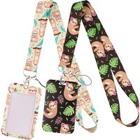 LT771 Cute Sloth Neck Strap Lanyards Keychain lanyard with id holder Holder Card Pass Hang Rope Lariat Keyring Accessories