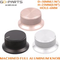 50mm-25mm Machined Solid Full Aluminum Volume POTENTIOMETER KNOB Sound Control Cap 6mm Hole Audio DIY Black Silver Golden 1PC
