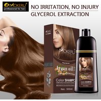 Mokeru 500ml Argan Oil Essence Natural Long Lasting Dark Brown Permanent Hair Dye Shampoo For Gray Hair Women Fast Color Dyeing