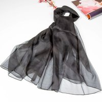 Écharpe en soie Pure pour femme, châle féminin en mousseline de soie naturelle, grande taille, couleur unie, longue écharpe