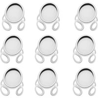 Stainless Steel 13X18 18X25mm Adjustable Ring Blank Cabochon Base Tray Flat Round Antique DIY Jewelry Findings Metal Rings Base