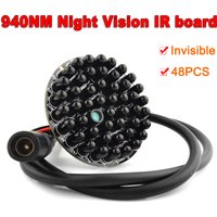 Invisible 940nm No Red Exposure at Night 48pcs IR Light Infrared Illuminator Board For CCTV Camera Night Vision + Power Cable