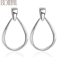 DOTEFFIL 925 Sterling Silver Classic Big Circle Hoop Charm Earrings Women Party Gift Fashion Wedding Engagement Jewelry
