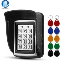 Outdoor Metal RFID Access Control Keypad Card Reader Waterproof Cover 125KHz 10PCS Keyfobs Rainproof for Access Control System