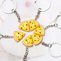 Unisex 6-piece Keychain Cute Pizza Alloy Pendant Can Be Used For Backpack Car Key Accessories Key Chain Jewelry Gifts