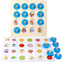 Montessori Memory Chess Game 3D Wooden Puzzle Board Logic Toy Interaction Early Learning Educational Toys for Children Kids Mini