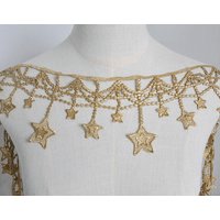 Golden black white five-pointed star tassel lace gold thread embroidery clothing clothes skirt curtain 10cm